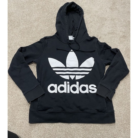 Adidas Size S Unisex Black Trefoil Hoodie - Picture 1 of 5